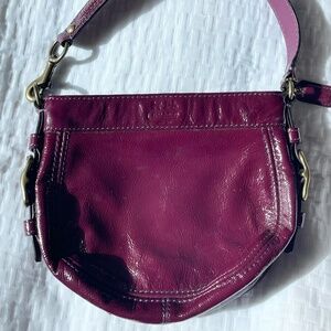 COACH shiny purple plum patent leather handbag